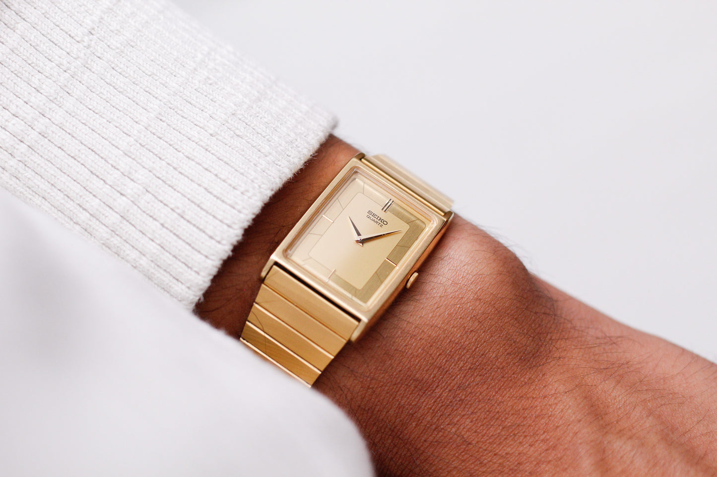 1984 Seiko Quartz 'Tank' Gold Toned Men's Wrist Watch