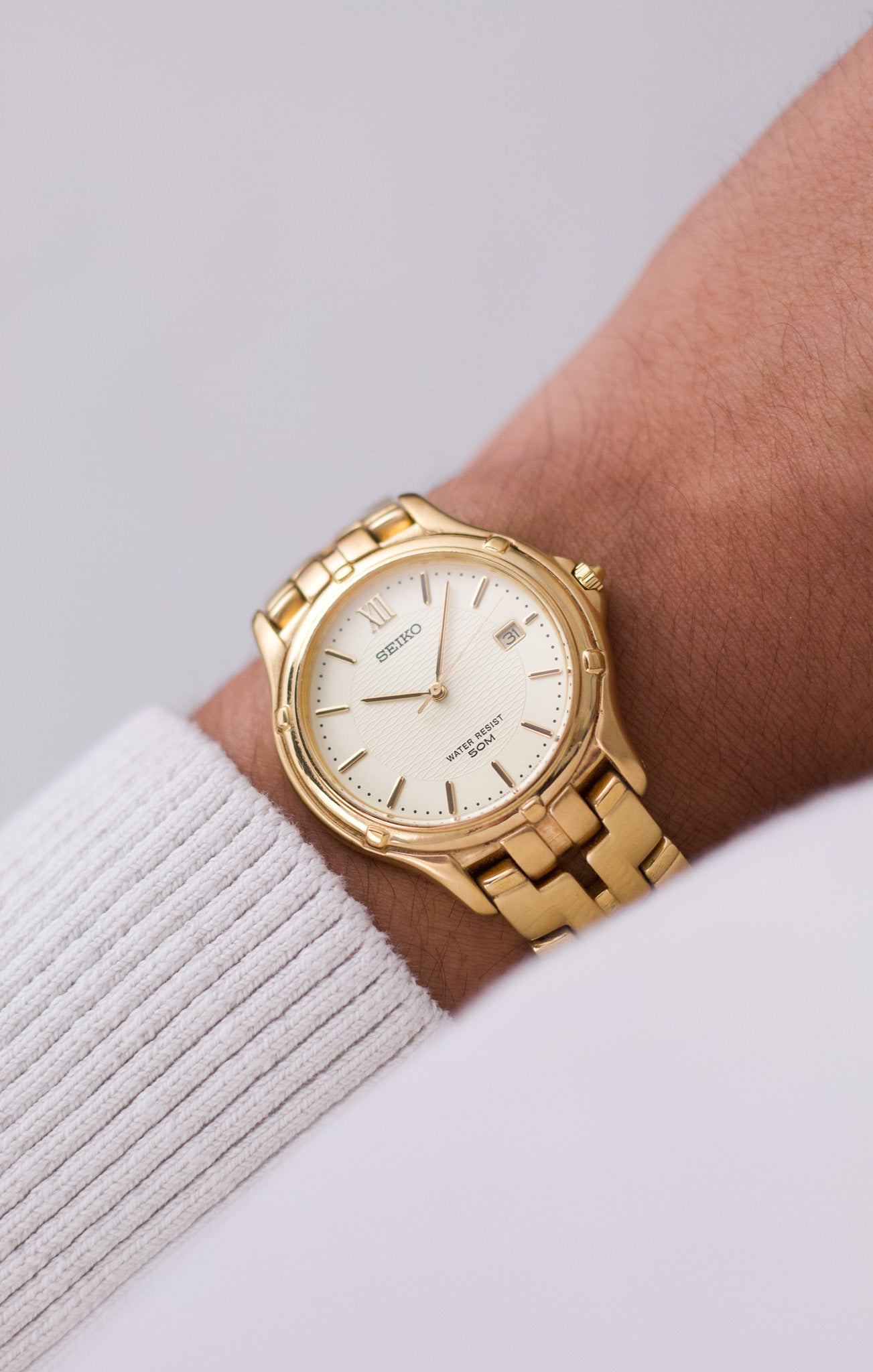 1997 Seiko Quartz Pale Golden Dial Men's Wrist-Watch W/Box