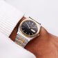 2000s Pulsar Quartz Inky Black Dial Two Tone Men's Wrist Watch