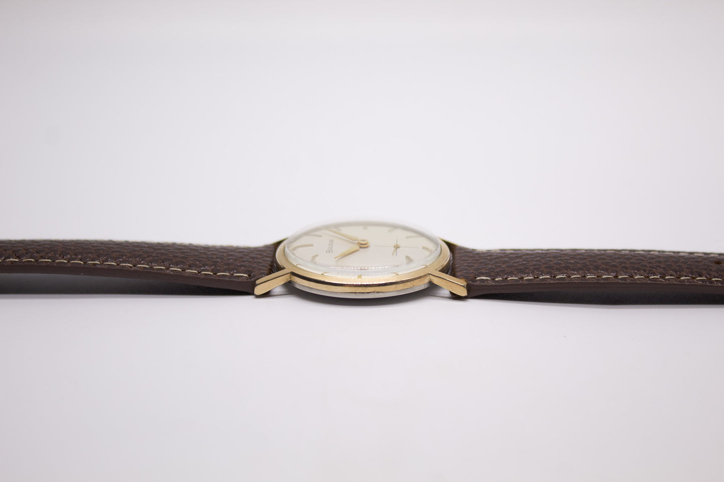 [Serviced] 1960s Bulova Mechanical 'Baby Calatrava' Cream White Dial Men's Wrist-Watch
