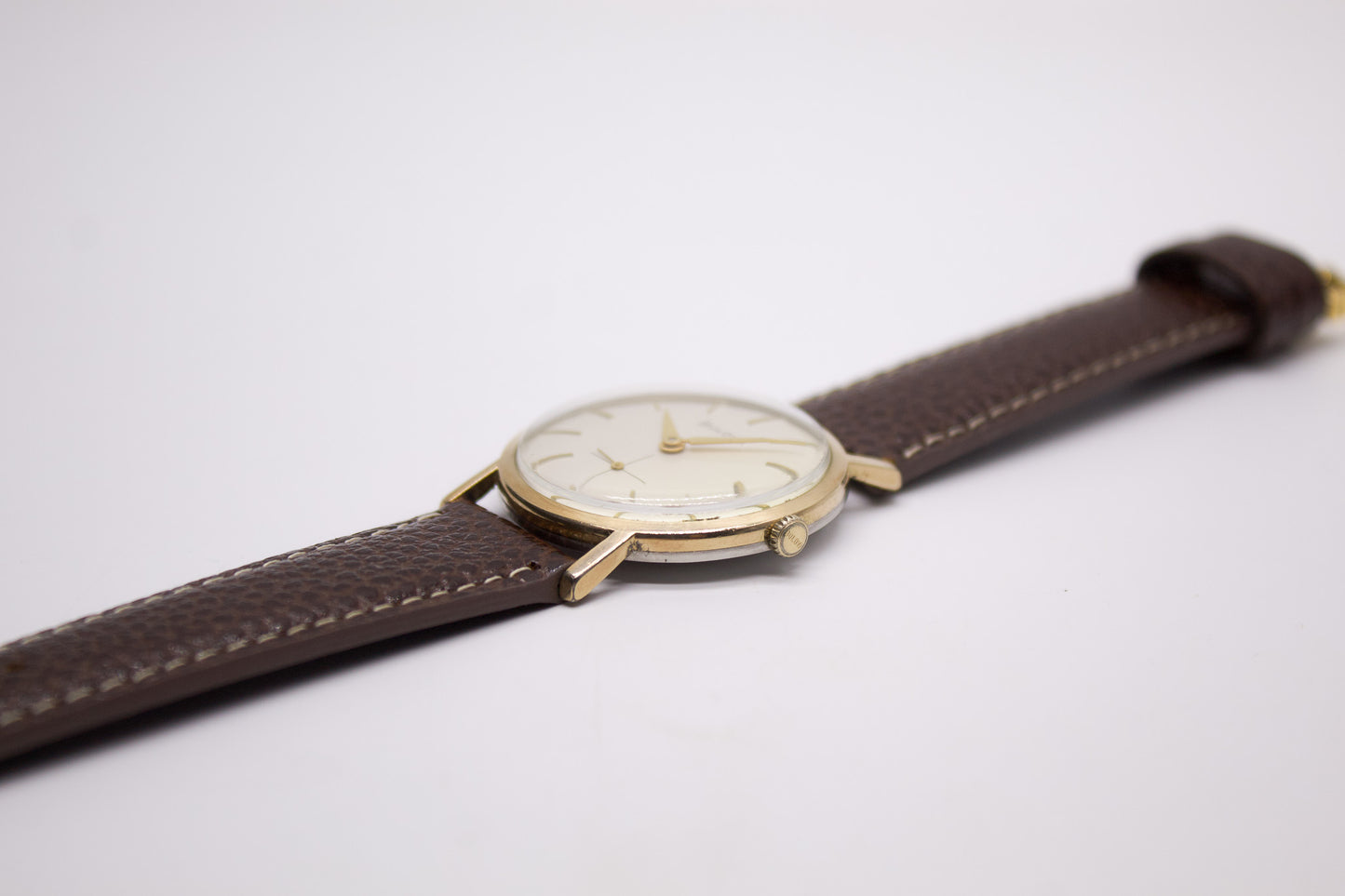 [Serviced] 1960s Bulova Mechanical 'Baby Calatrava' Cream White Dial Men's Wrist-Watch