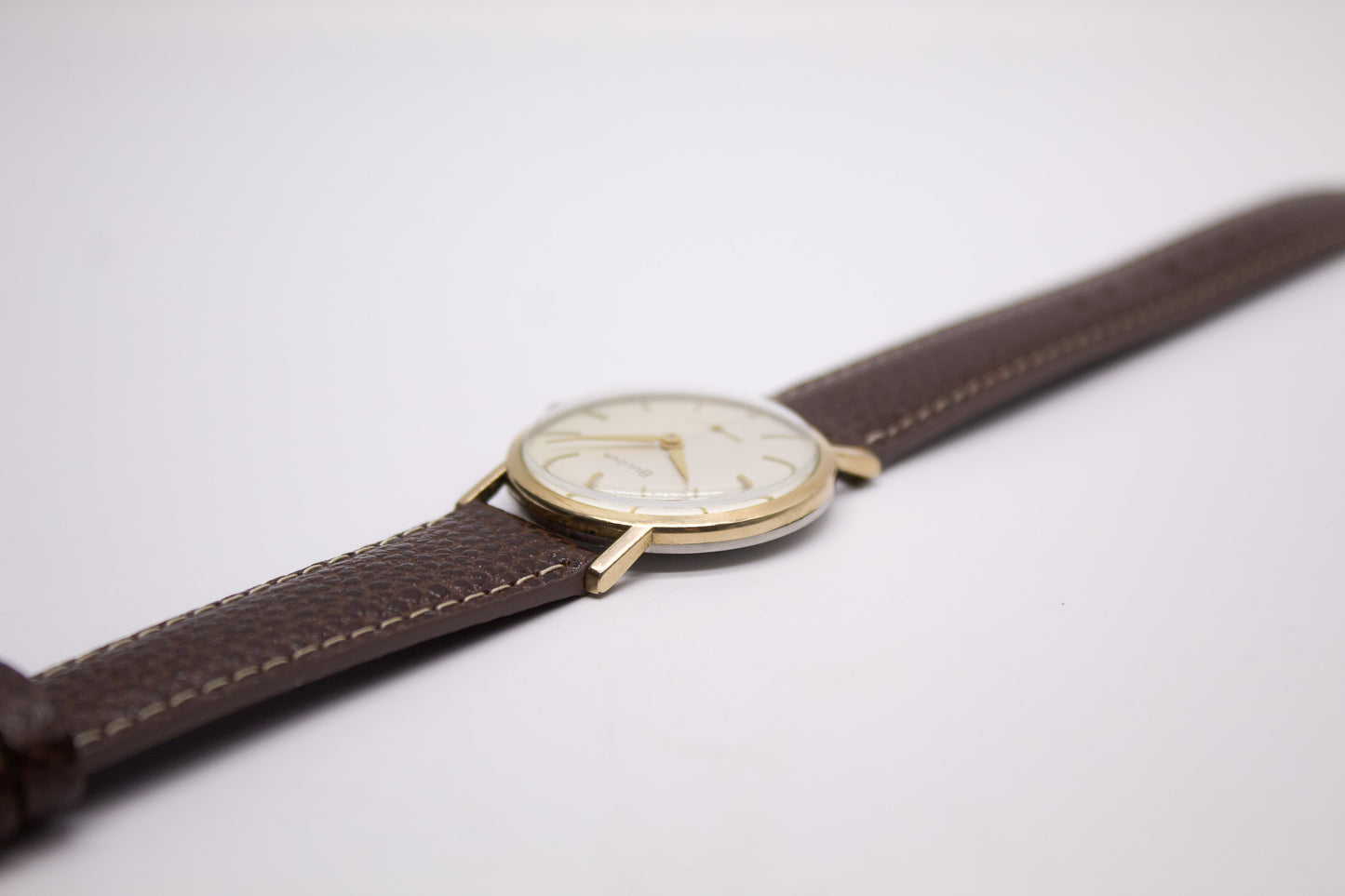 [Serviced] 1960s Bulova Mechanical 'Baby Calatrava' Cream White Dial Men's Wrist-Watch