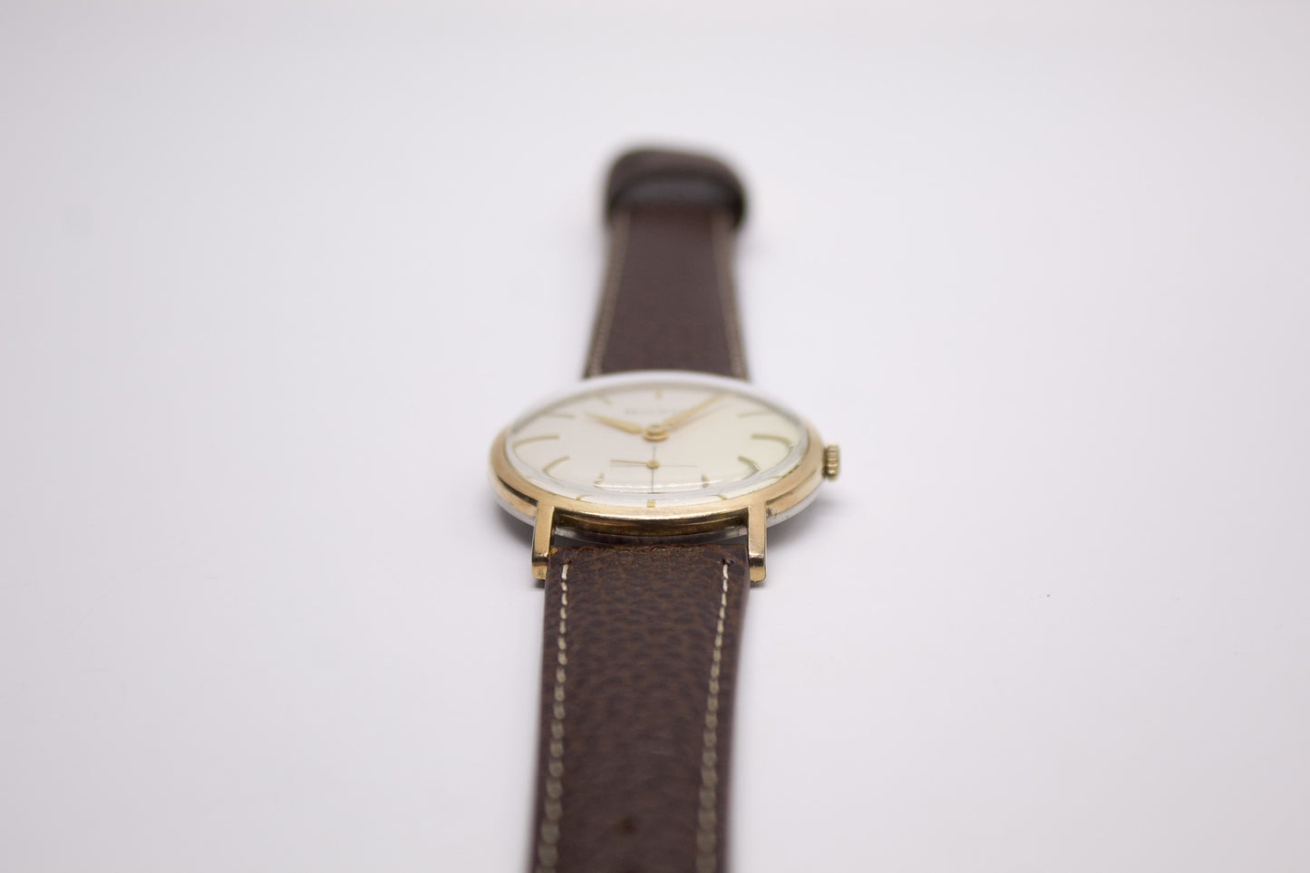 [Serviced] 1960s Bulova Mechanical 'Baby Calatrava' Cream White Dial Men's Wrist-Watch