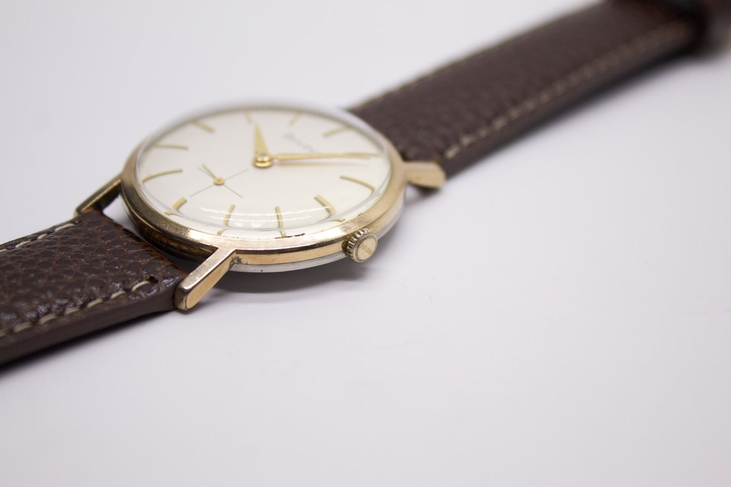 [Serviced] 1960s Bulova Mechanical 'Baby Calatrava' Cream White Dial Men's Wrist-Watch