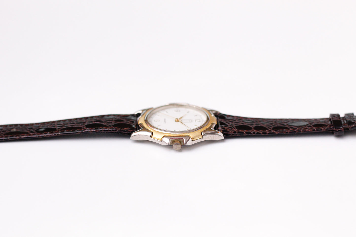 1990s Paul S. Quartz Stark White Dial Two Tone Men's Wrist-Watch