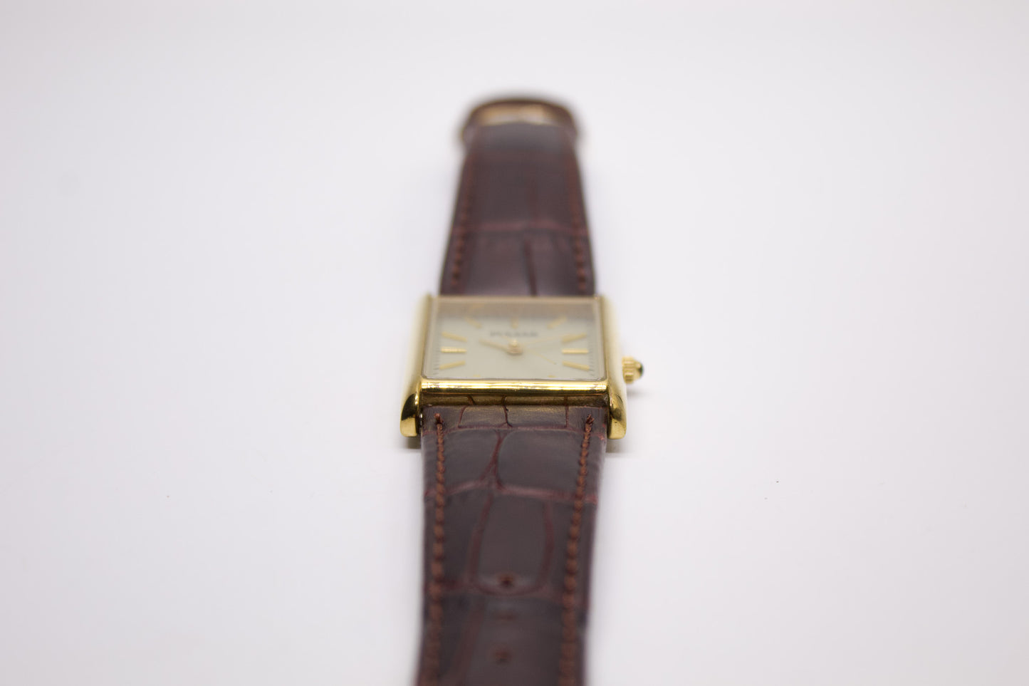 2006 Pulsar Quartz Tank Pale Golden Dial Men's Wrist-Watch