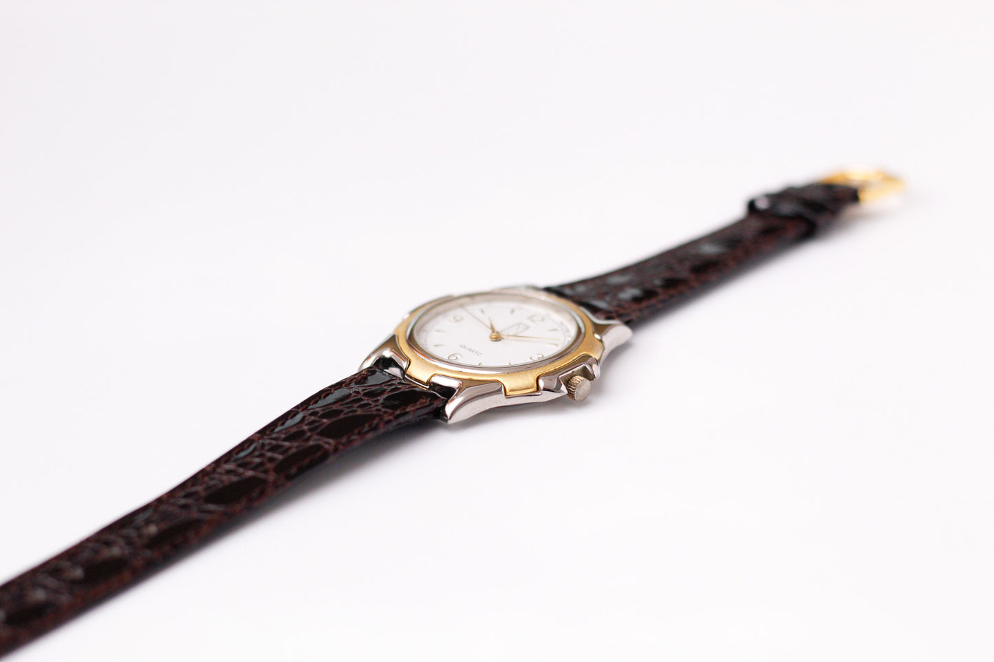 1990s Paul S. Quartz Stark White Dial Two Tone Men's Wrist-Watch