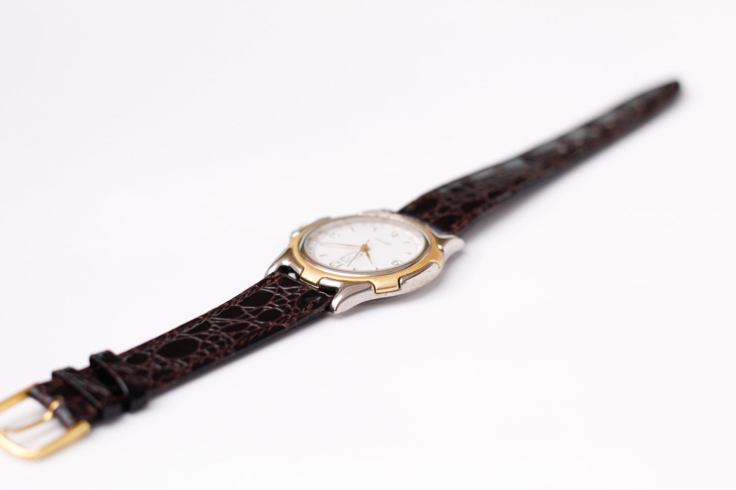 1990s Paul S. Quartz Stark White Dial Two Tone Men's Wrist-Watch