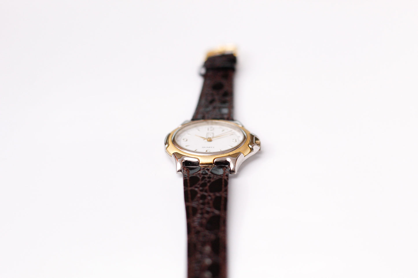1990s Paul S. Quartz Stark White Dial Two Tone Men's Wrist-Watch