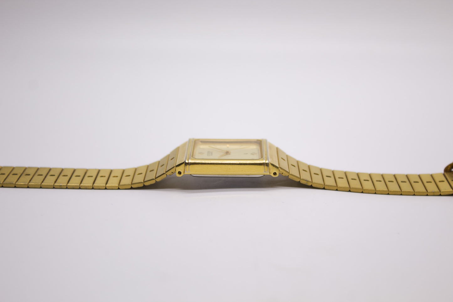 1989 Citizen Quartz Light Golden Dial Tank Men's Wrist-Watch