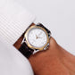 1990s Paul S. Quartz Stark White Dial Two Tone Men's Wrist-Watch