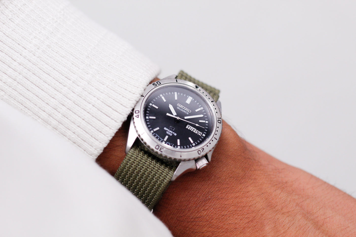 1979 Seiko SQ Sports 100 Matte Black Dial Men's Wrist-Watch