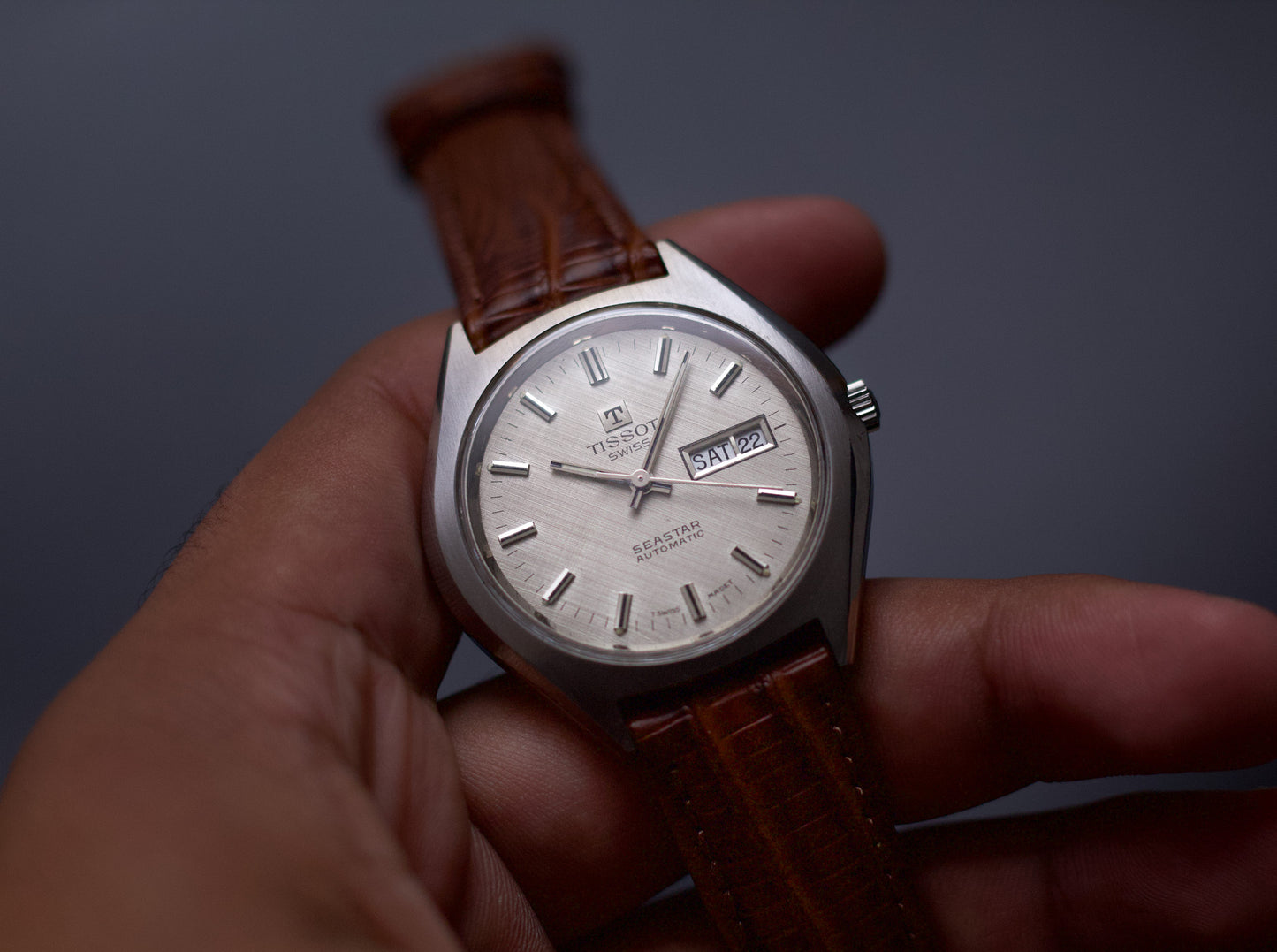 [Serviced] 1970s Tissot Seastar Automatic Silver Linen Dial Men's Wrist-Watch