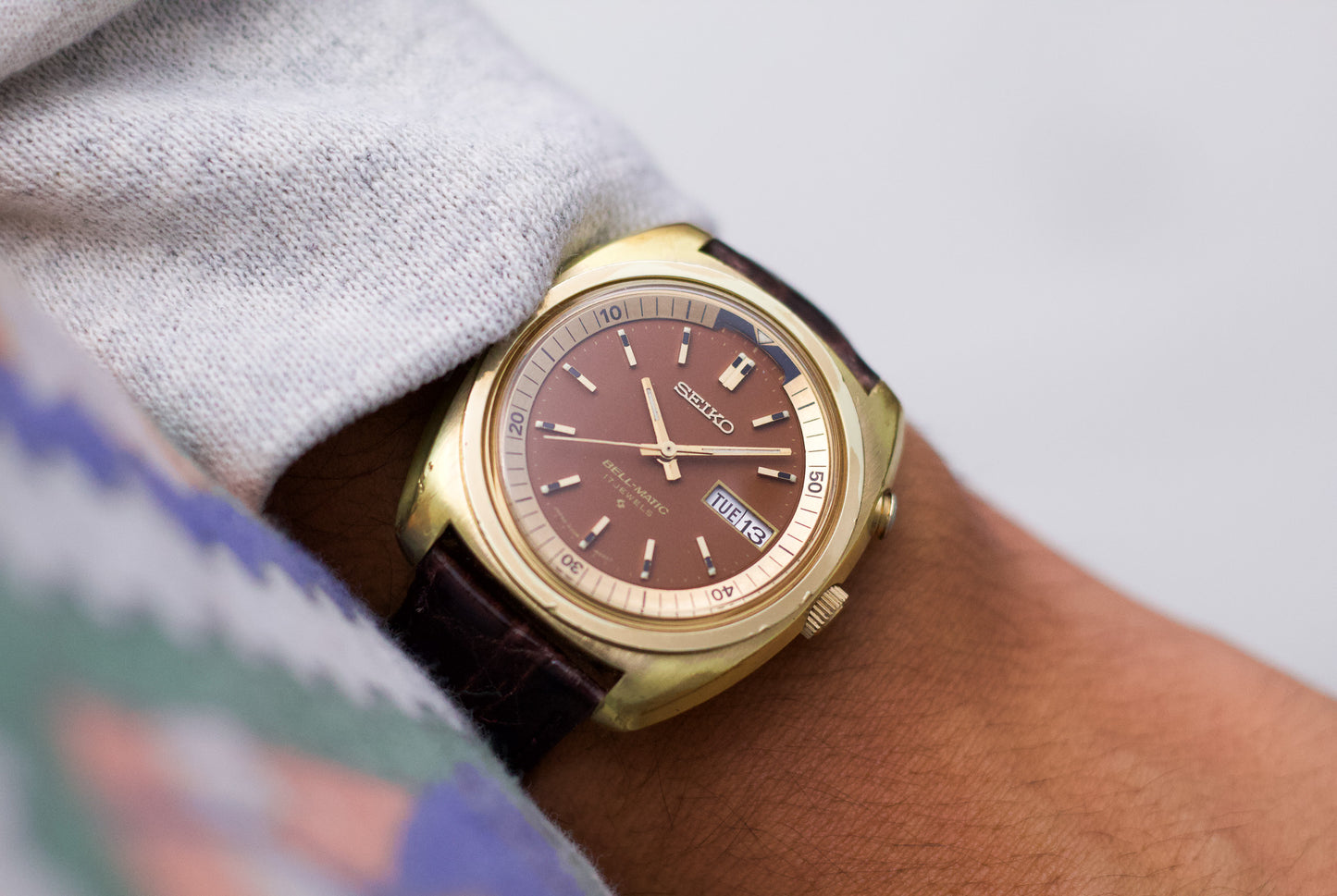 [Serviced] 1971 Seiko Bell-Matic Chocolate Brown Dial Men's Wrist-Watch