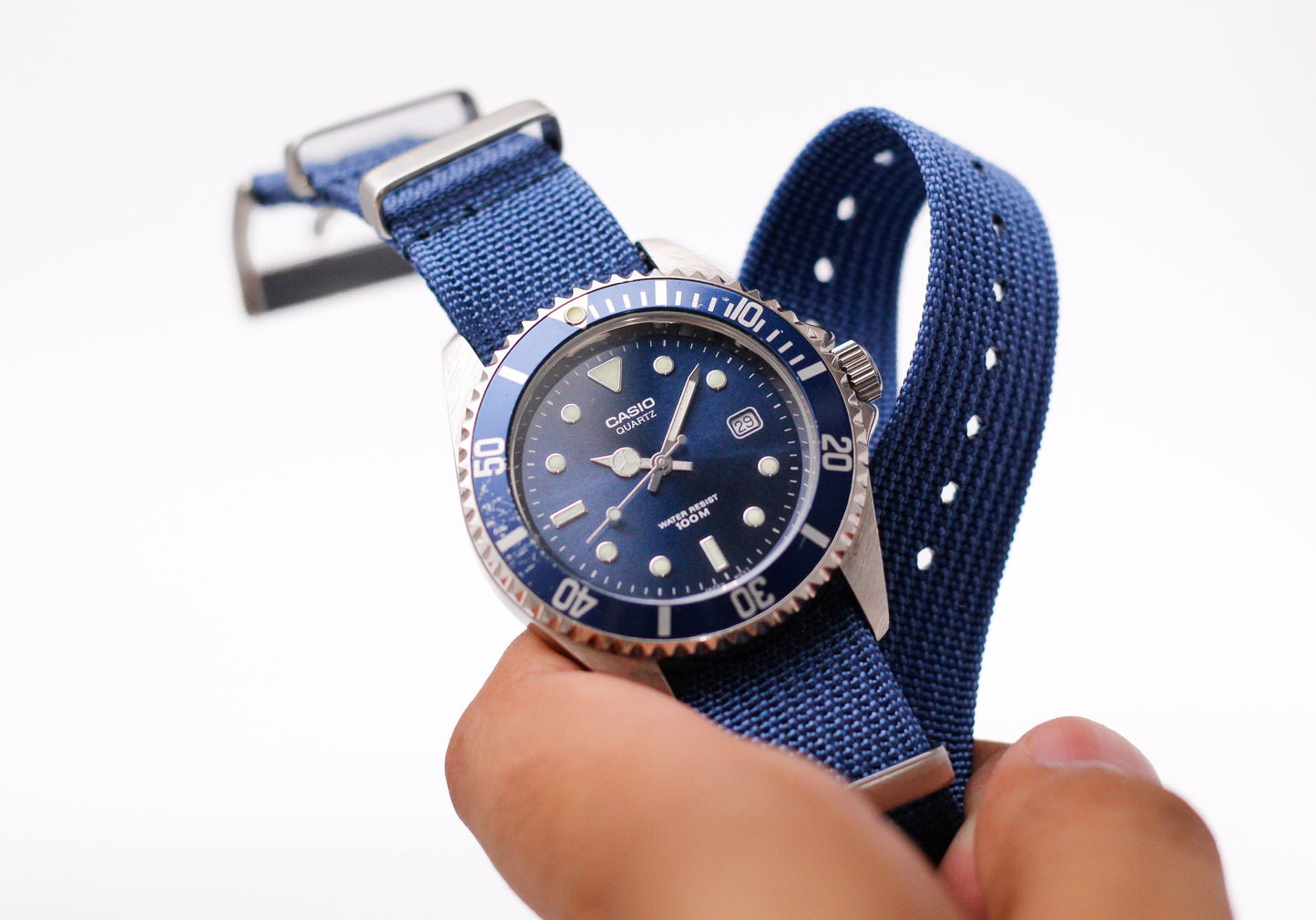 1990s Casio 'Baby Submariner' Marine Blue Dial Men's Wrist Watch