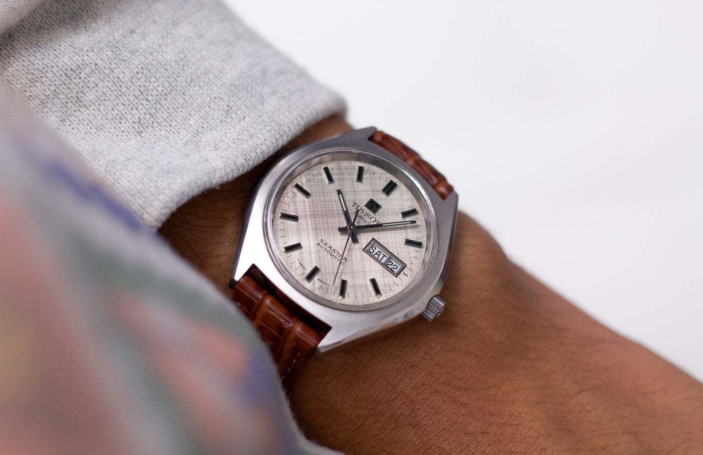 [Serviced] 1970s Tissot Seastar Automatic Silver Linen Dial Men's Wrist-Watch