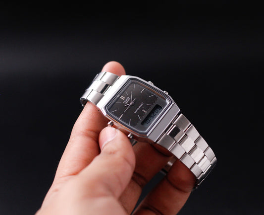 1996 Citizen Quartz Ana-Digi Straight Grain Gray Dial Men's Wrist-Watch