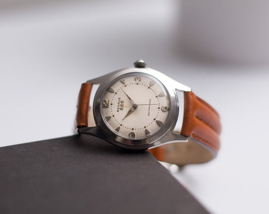 [Serviced] 1960s Benrus Cream White Automatic Men's Wrist-Watch
