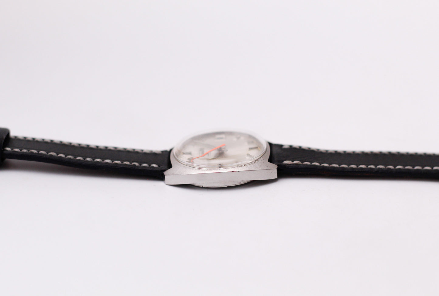 [Serviced] 1970s Elgin Mechanical Silver Sunburst Dial Men's Wrist-Watch
