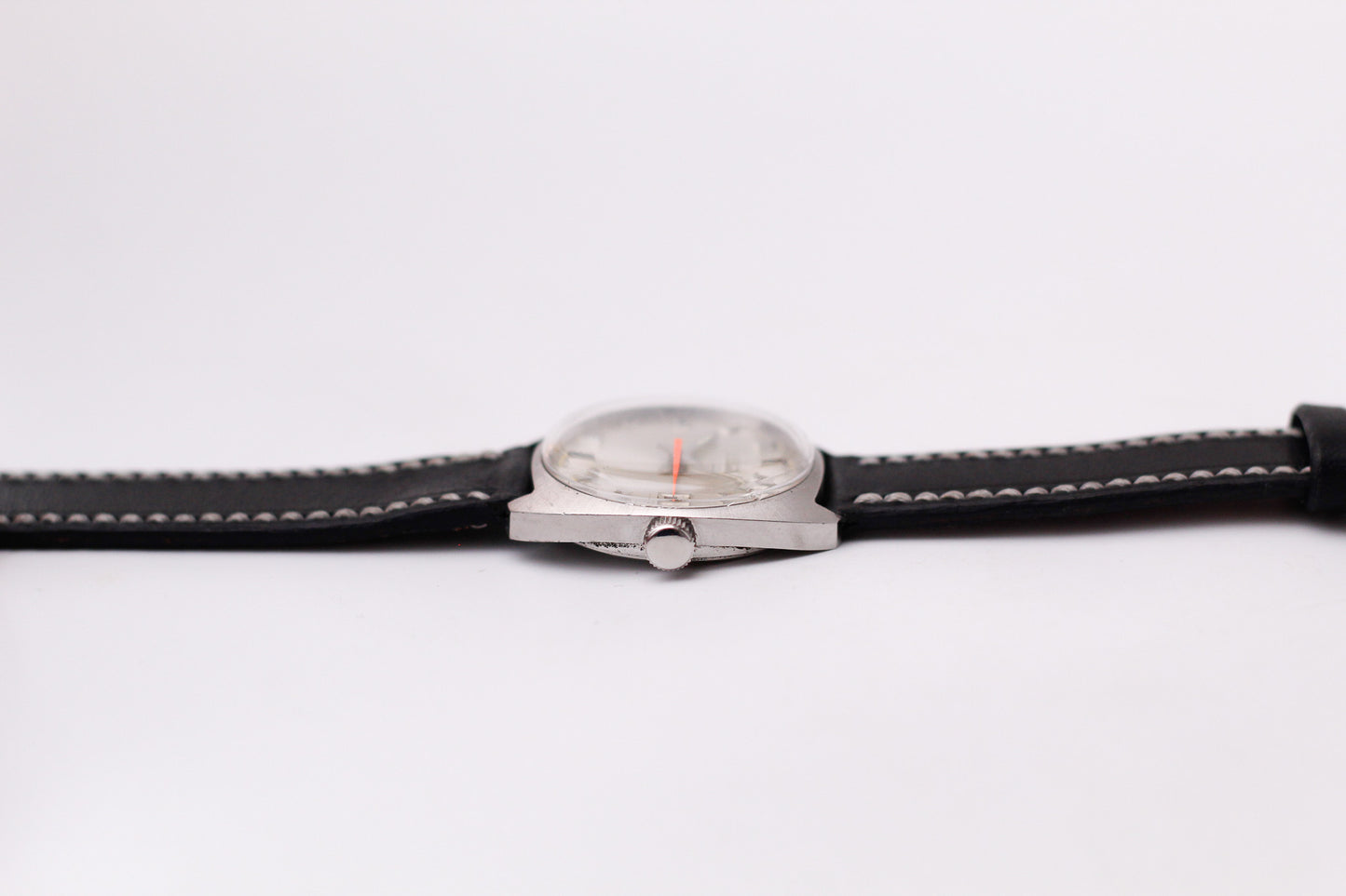 [Serviced] 1970s Elgin Mechanical Silver Sunburst Dial Men's Wrist-Watch