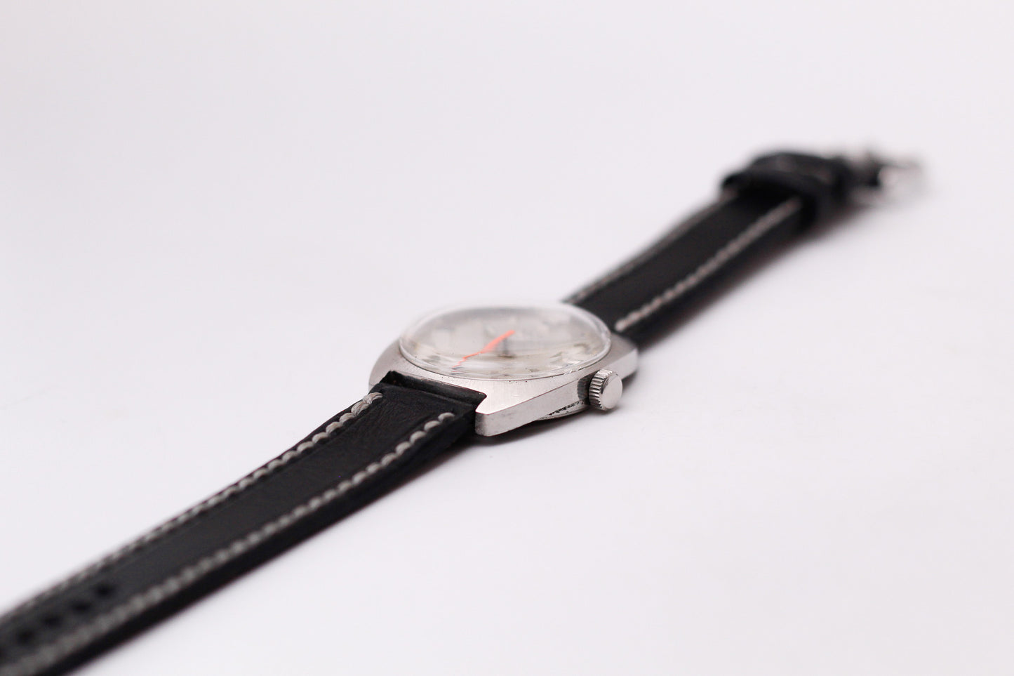 [Serviced] 1970s Elgin Mechanical Silver Sunburst Dial Men's Wrist-Watch