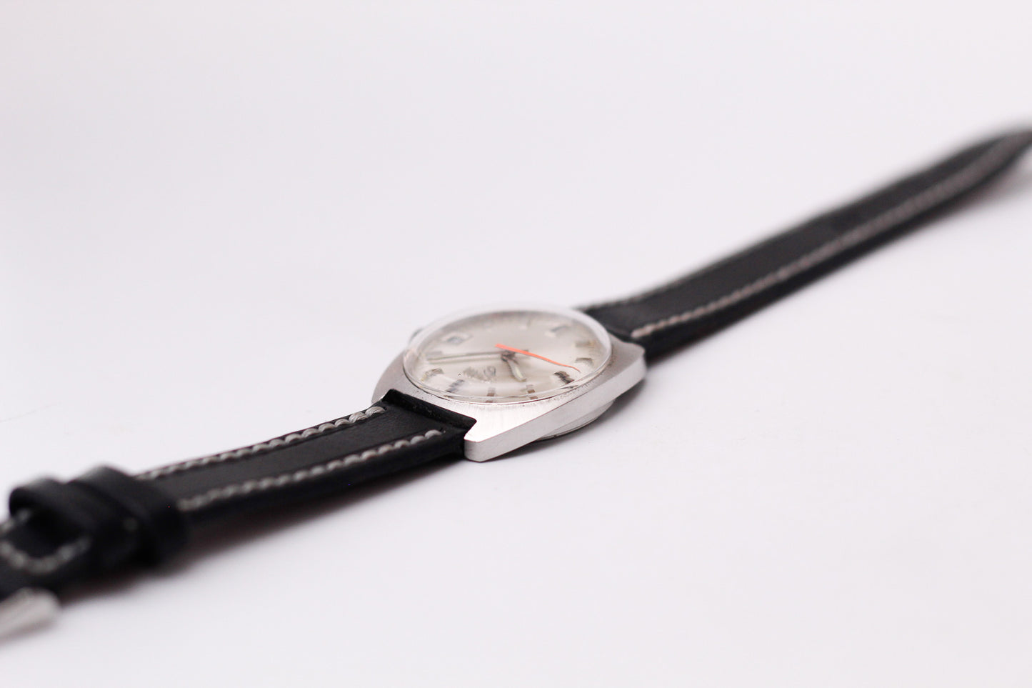 [Serviced] 1970s Elgin Mechanical Silver Sunburst Dial Men's Wrist-Watch