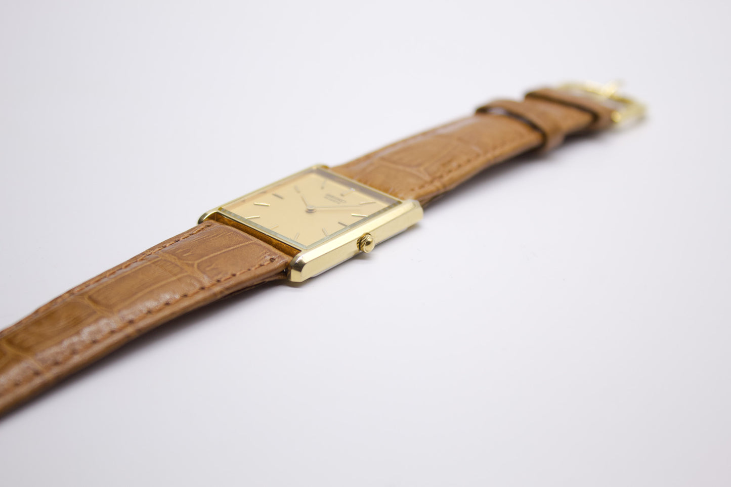 1991 Seiko Golden 'Tank' Straight Grain Dial Men's Wrist-Watch