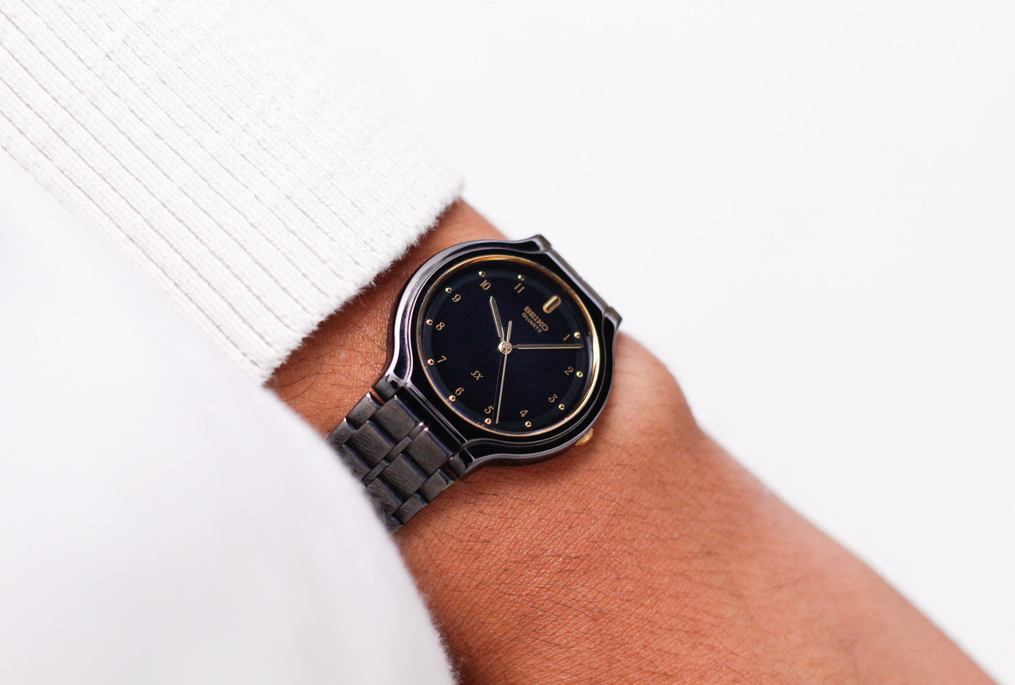 [Near Mint] 1993 Seiko Quartz SX Inky Black Dial Men's Wrist-Watch