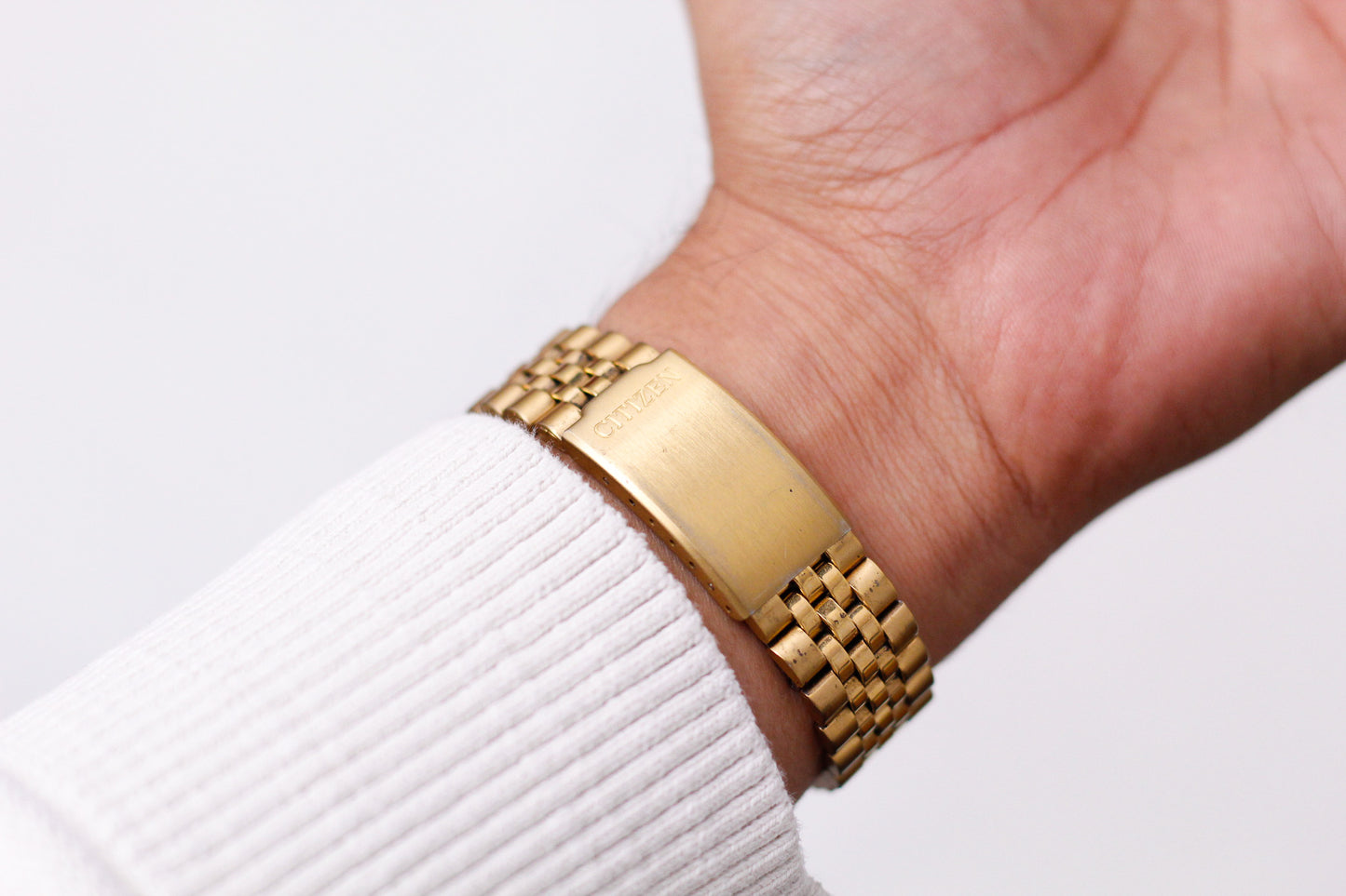 1992 Citizen CQ 'Baby Day-Date' Golden Sunburst Dial Men's Wrist-Watch