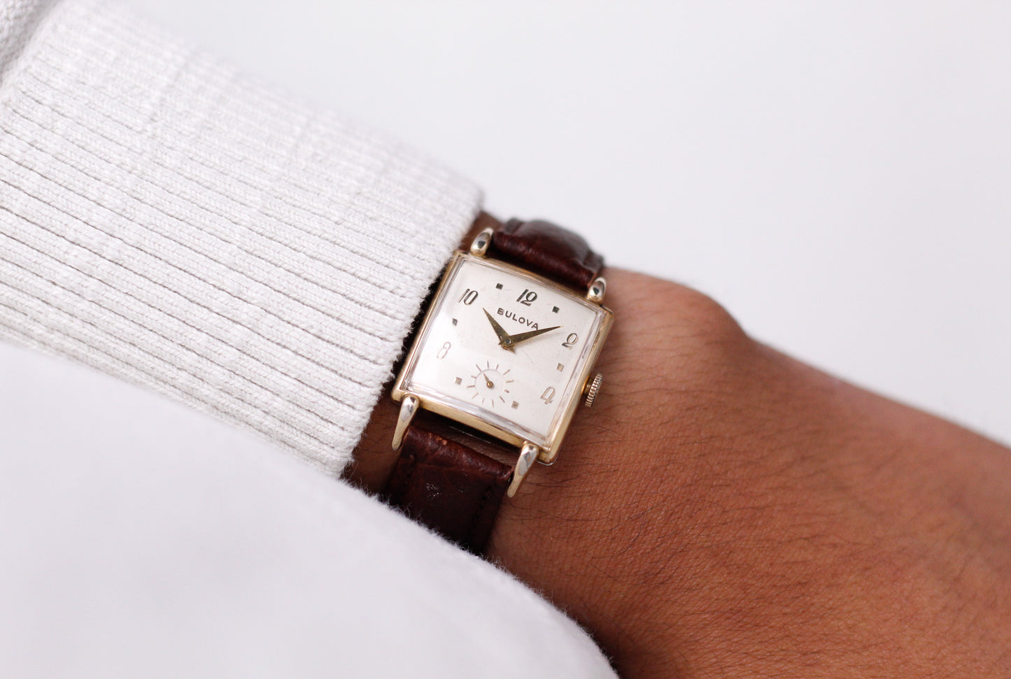 [Serviced] 1952 Swiss Bulova Mechanical Light Cream Dial Men's Wrist-Watch