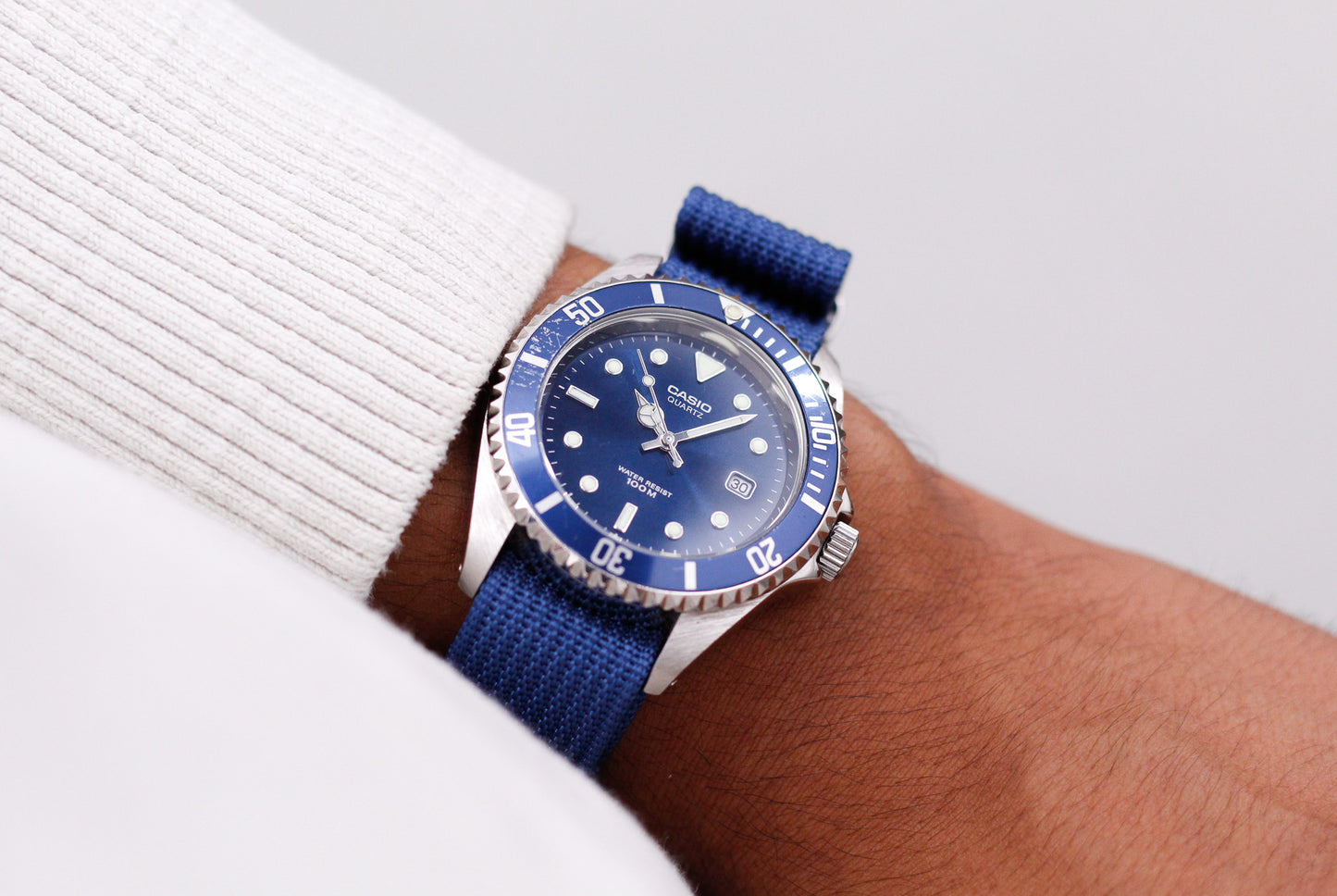 1990s Casio 'Baby Submariner' Marine Blue Dial Men's Wrist Watch