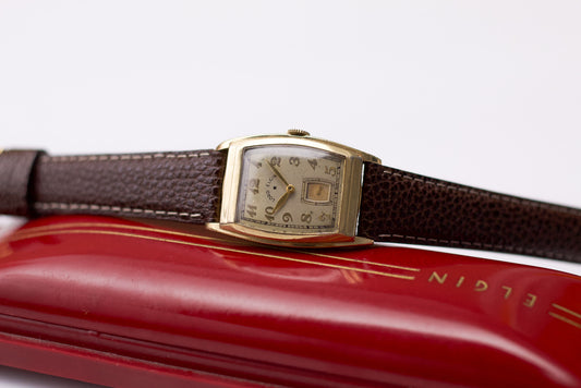 [Serviced] USA 1938 Lord Elgin Art Deco Men's Wrist-Watch W/Box