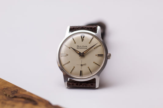 [Serviced] 1960s Bulova Aged Cream Dial Men's Mechanical Wrist-Watch