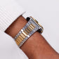 1980 Pulsar Quartz Stark White Dial Men's Two Tone Wrist Watch