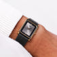 1985 Pulsar Quartz Gray Sunburst Dial Golden Tank Men's Wrist-Watch