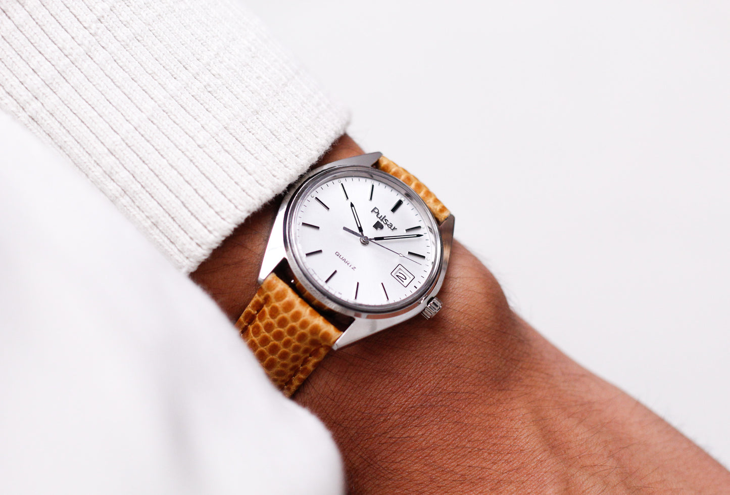 1994 Pulsar Quartz Silver Sunburst Dial Men's Wrist-Watch