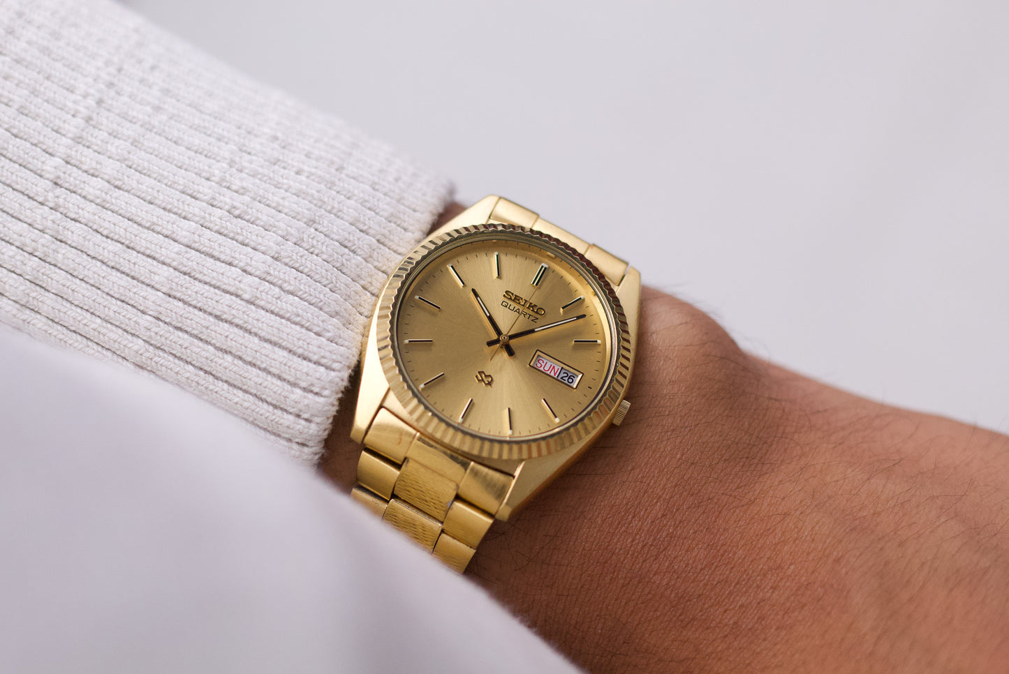 1987 Seiko SQ 'Baby President' Gold Toned Men's Wrist-Watch