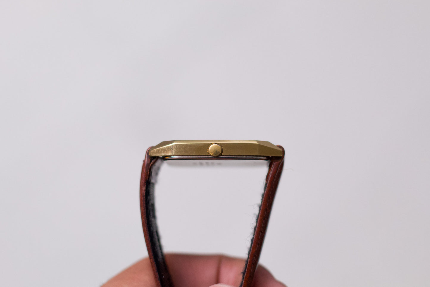 1994 Pulsar Quartz Linen Golden Dial Tank Men's Wrist-Watch