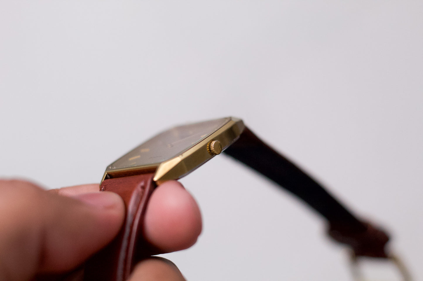 1994 Pulsar Quartz Linen Golden Dial Tank Men's Wrist-Watch