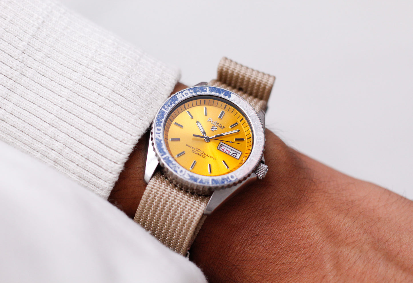 1980 Pulsar Quartz 'Pogue' Orange Sunburst Dial Men's Wrist-Watch