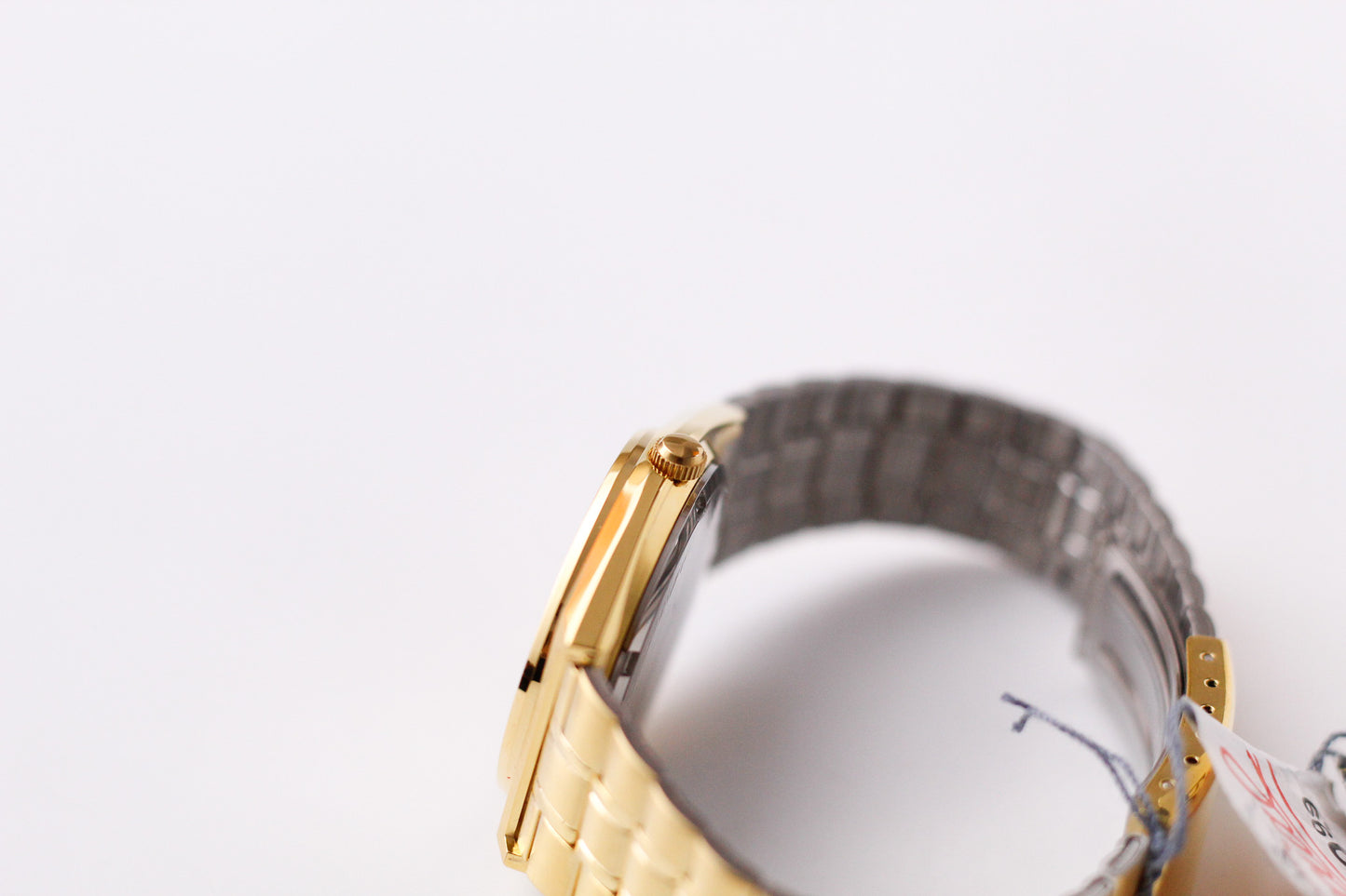 [Near Mint] 1990s Pulsar Quartz Straight Grain Golden Dial Men's Wrist-Watch