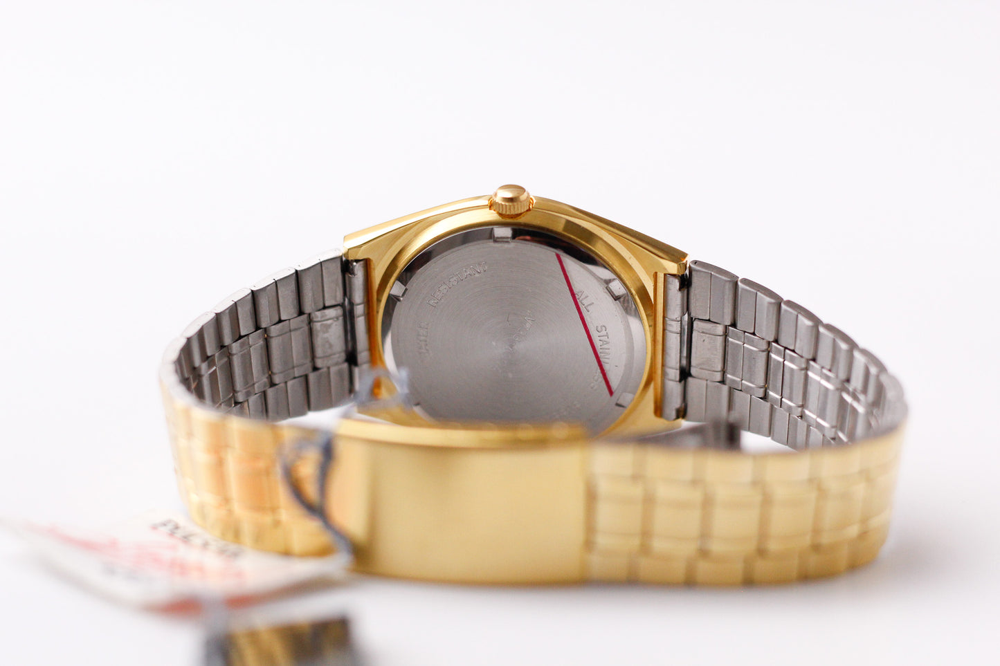 [Near Mint] 1990s Pulsar Quartz Straight Grain Golden Dial Men's Wrist-Watch