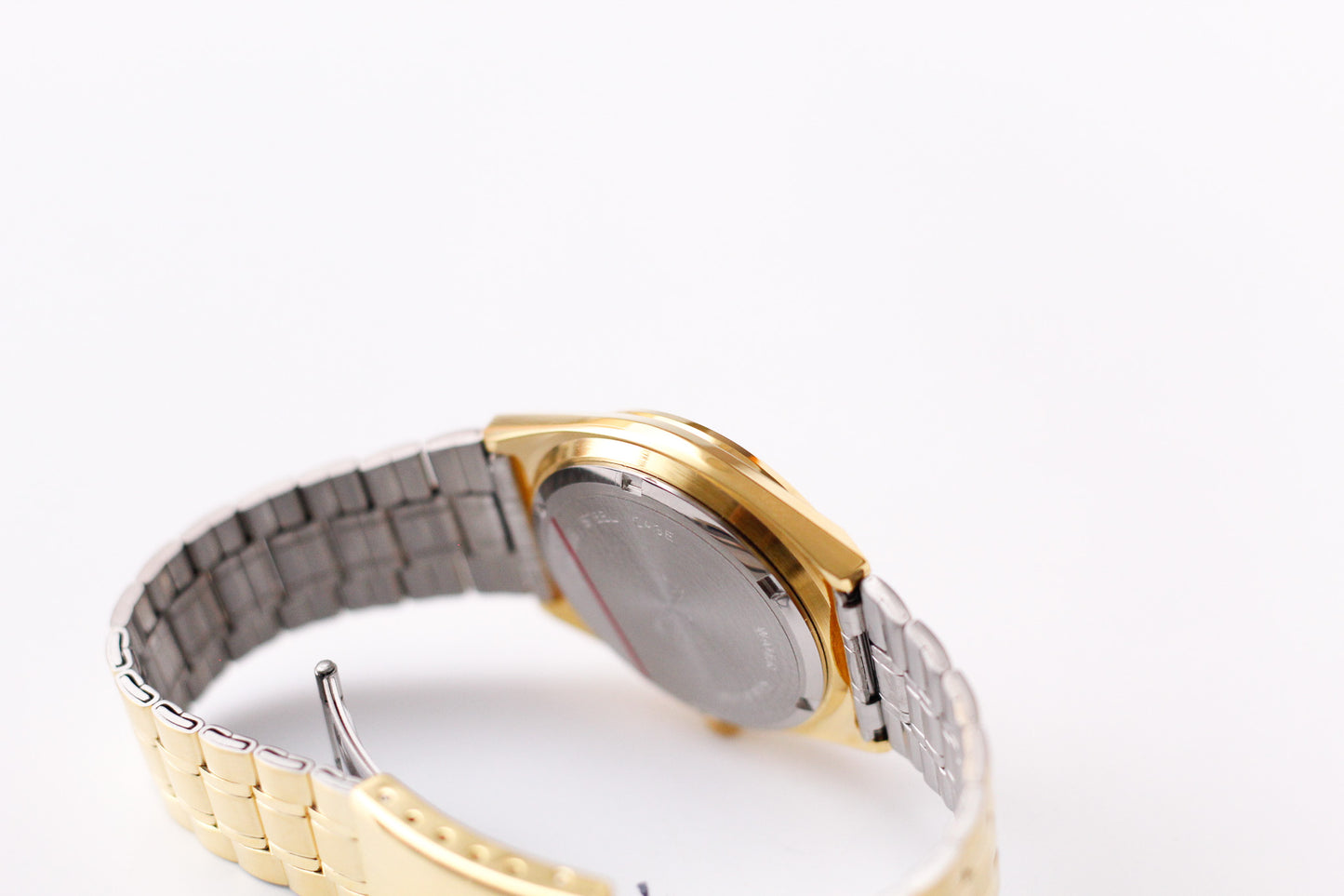 [Near Mint] 1990s Pulsar Quartz Straight Grain Golden Dial Men's Wrist-Watch