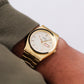 [Near Mint] 1990s Pulsar Quartz Straight Grain Golden Dial Men's Wrist-Watch