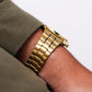 [Near Mint] 1990s Pulsar Quartz Straight Grain Golden Dial Men's Wrist-Watch