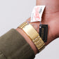 [Near Mint] 1990s Pulsar Quartz Straight Grain Golden Dial Men's Wrist-Watch