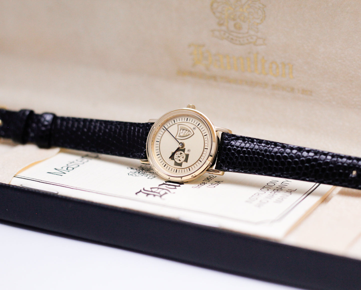[Mint] 1990s Hamilton Quartz Golden 'Medical Dial' Ladies' Wrist-Watch W/Box & Papers