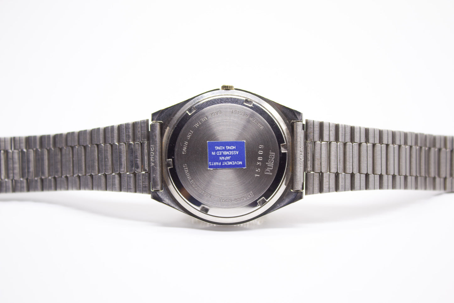 [Near Mint] 1980s Pulsar Quartz Tiger Sunburst Dial Faceted Crystal Men's Wrist-Watch W/Box