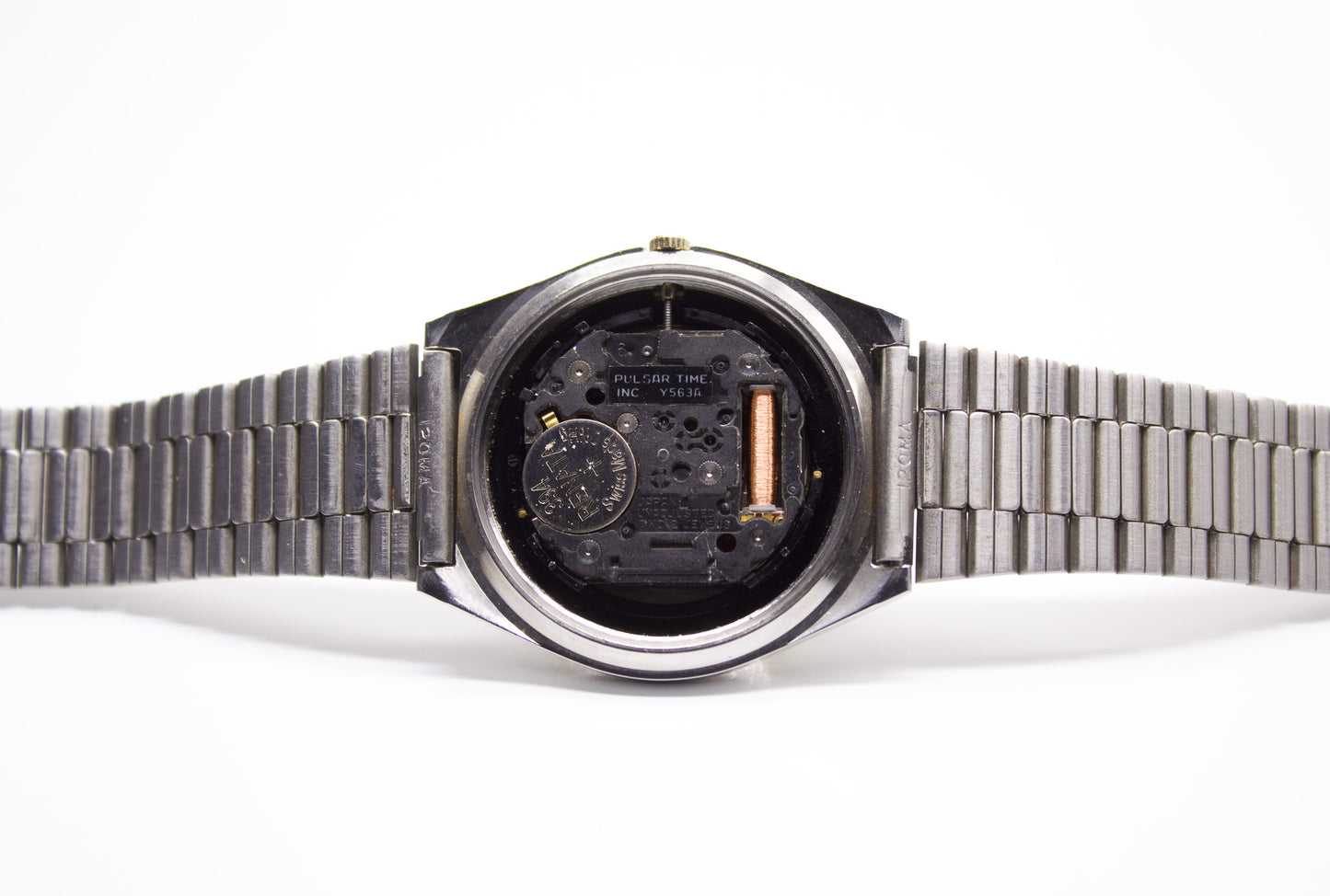 [Near Mint] 1980s Pulsar Quartz Tiger Sunburst Dial Faceted Crystal Men's Wrist-Watch W/Box