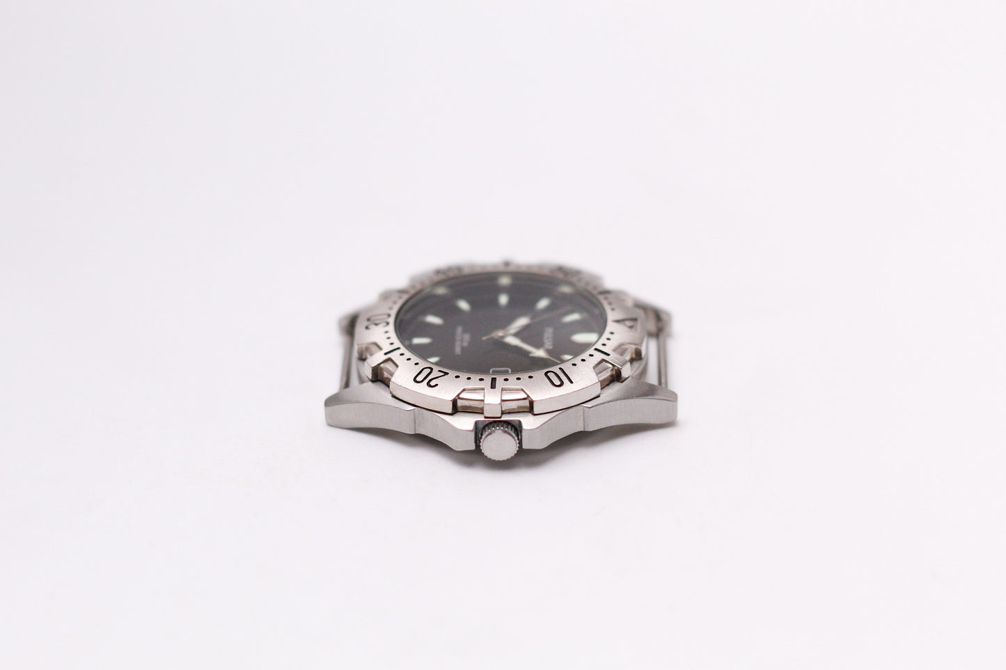 [Near Mint] 2000s Pulsar Quartz Inky Black Dial Men's Wrist-Watch